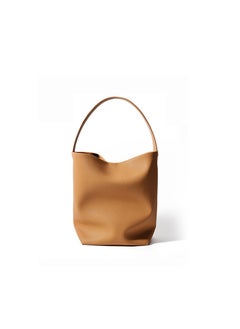 Generic Row Leather Bucket Tote Bag for Women Light brown 