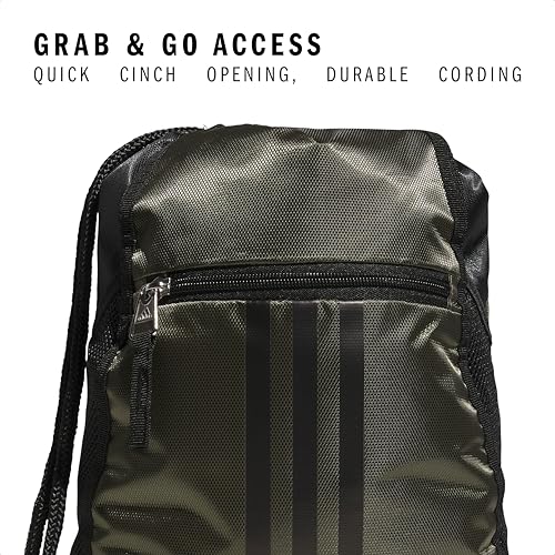 adidas Alliance Sackpack – Drawstring Backpack Small Bag for Men and Women, Olive Strata Green/Black/Silver Metallic, One Size - Image 2