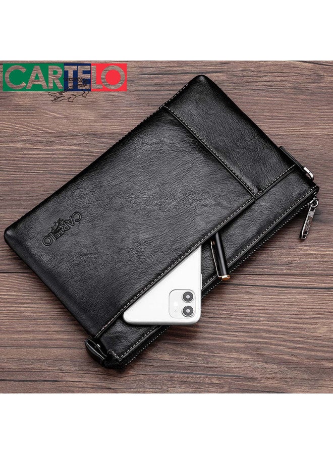 Cartelo Men's Soft Envelope Clutch Large Capacity Wristlet Handbag Gift For Husband - Image 2