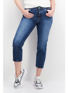 Women Regular Fit Wash Stretchable Denim, Navy Blue