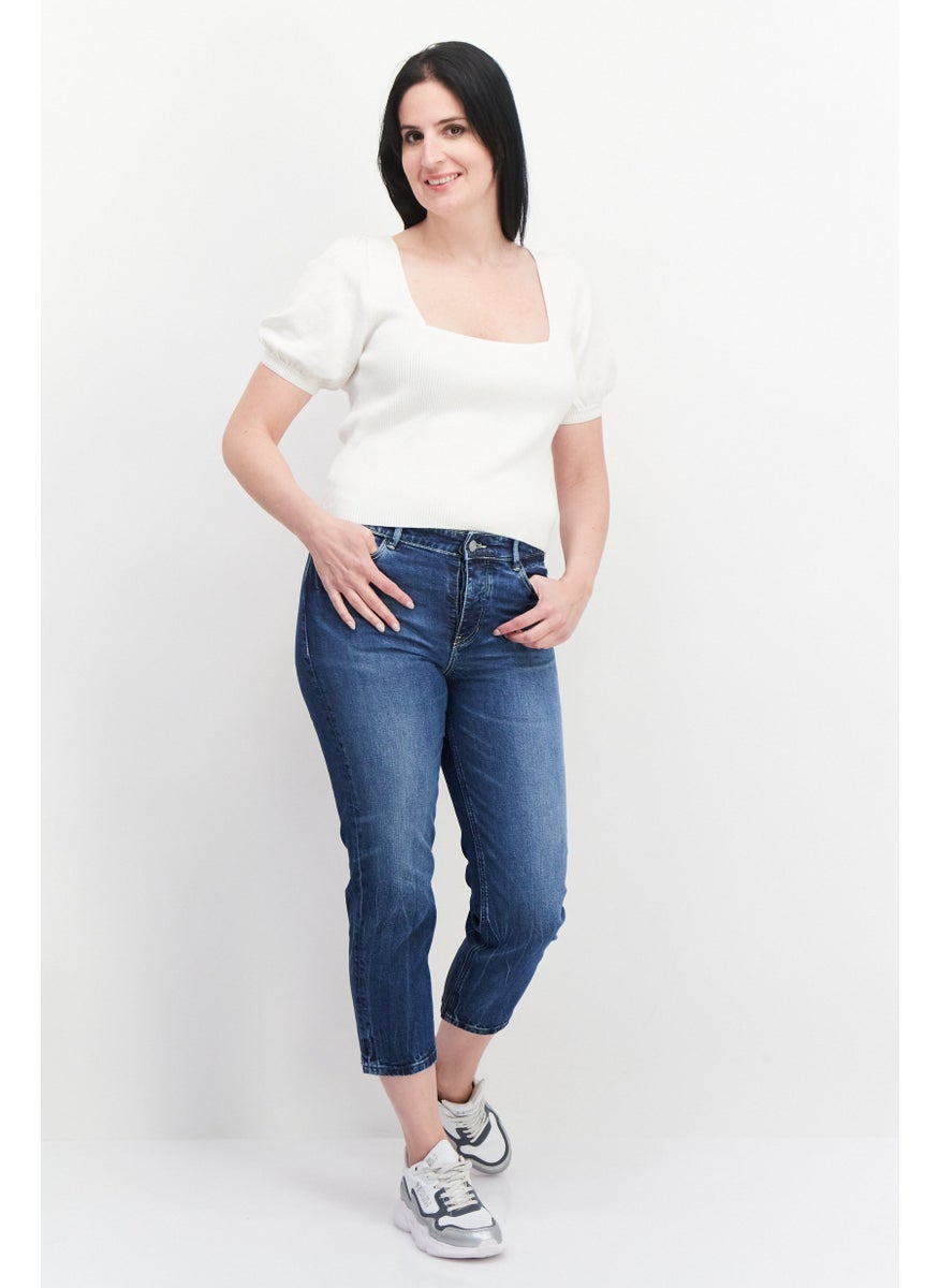 GUESS - Women Regular Fit Wash Stretchable Denim, Navy Blue - Image 1
