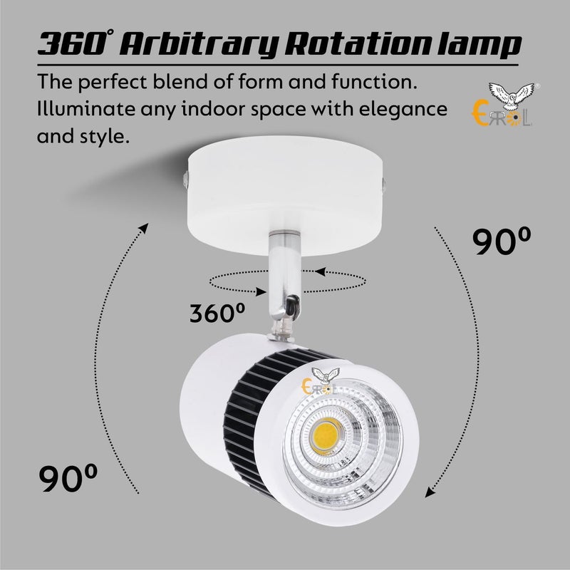 Errol White spot Lights 6 watt Aluminium Focus Light Adjustable Head Focus Light for Wall spot Lights for Home Ceiling spot Light Warm WhiteYellow - Image 4