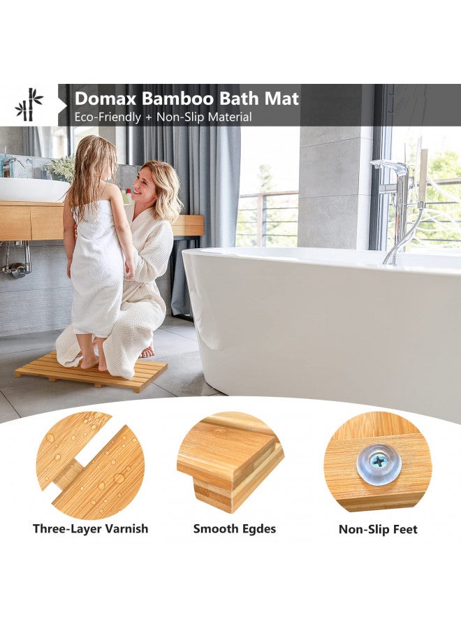 Domax Bamboo Bath Mat for Bathroom - Shower Mat Non Slip Waterproof Wooden Shower Floor Mat for Doorway Sauna Spa Yard Patio Pool Outdoor Use (Natural, 21.26 x 14.17 x 1.3 Inch) - Image 5