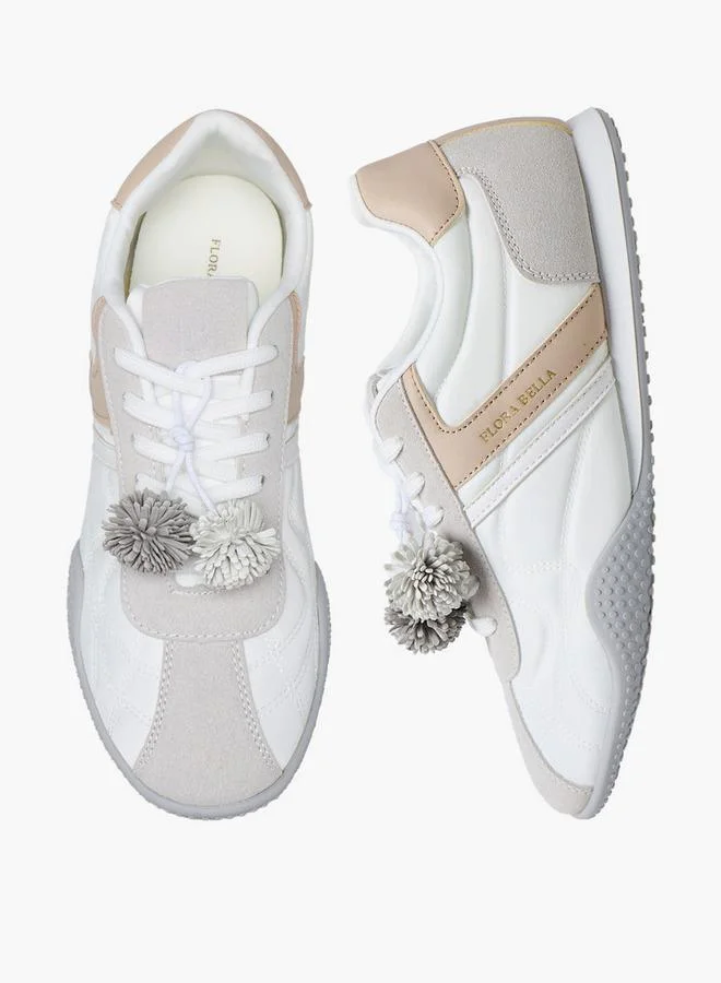 Flora Bella By Shoexpress WHITE Women Pom-Pom Accent Ankle Sneakers for Women | Best Price UAE