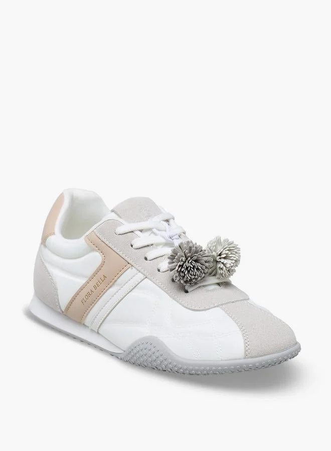Flora Bella By Shoexpress WHITE Women Pom-Pom Accent Ankle Sneakers for Women | Best Price UAE