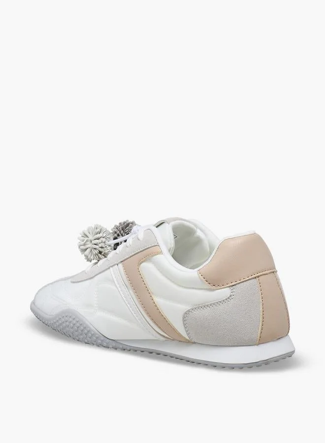 Flora Bella By Shoexpress WHITE Women Pom-Pom Accent Ankle Sneakers for Women | Best Price UAE