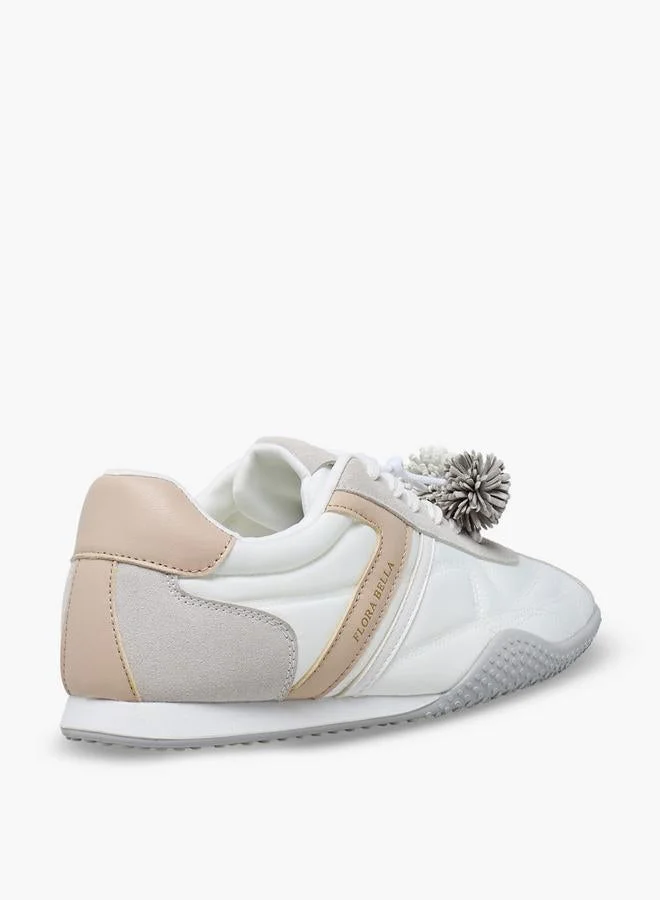 Flora Bella By Shoexpress WHITE Women Pom-Pom Accent Ankle Sneakers for Women | Best Price UAE