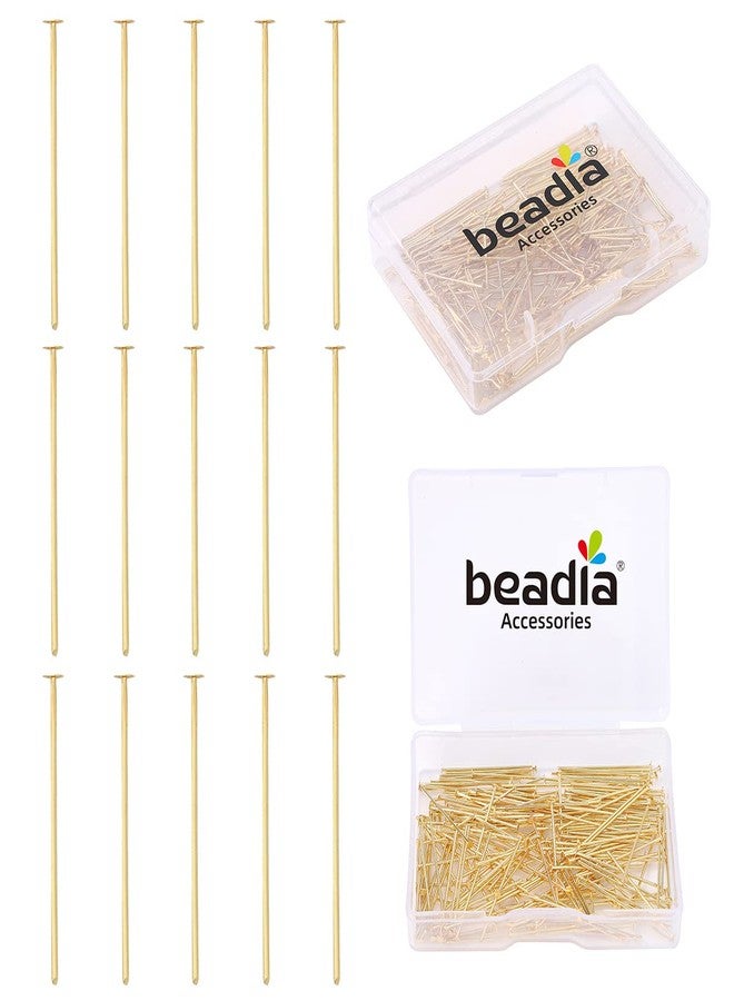 BEADIA 14K Gold Plated Flat Head Pins Non Tarnish 25mm 200pcs for Jewelry Making Findings - Image 1