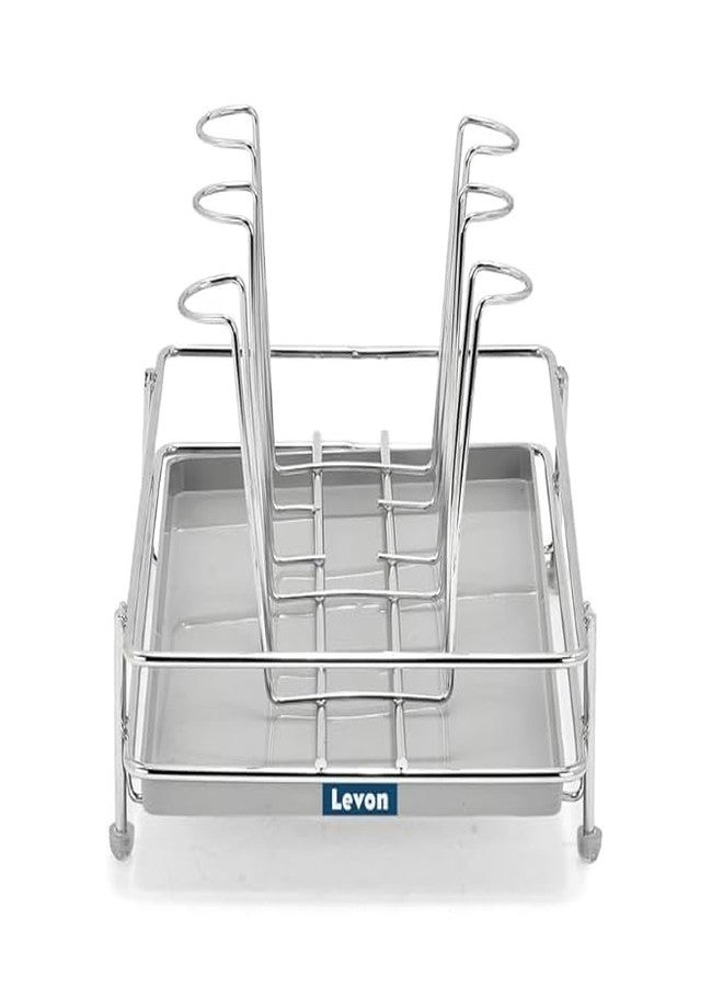 LEVON Stainless Steel Glass CountertopTiered Shelf Stand For 6 And 9 Glass/Glass Holder For Kitchen/Dining Table Glass Stand (6 Rack) - Image 3