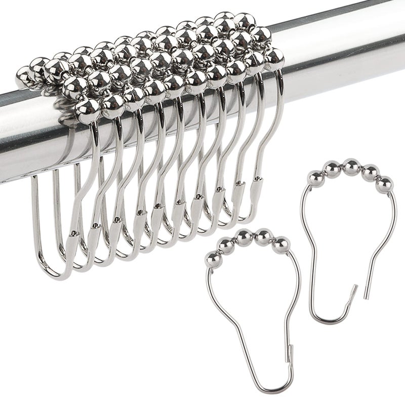Ansxiy Shower Curtain Hooks Rings Rustproof Metal Shower Curtain Rings for Bathroom Shower Rods Curtains  Set of 12 Nickel