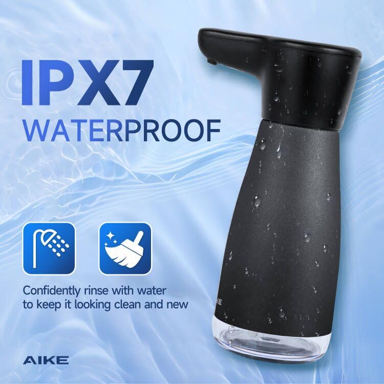 AIKE Magnetic Charging Waterproof Automatic Soap Dispenser for Liquid Soap Anti-Fingerprint Black Coating 14fl.oz. Model AK1337 - Image 3
