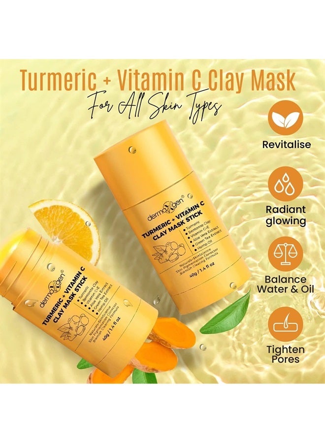 dermaxgen Turmeric Mask Stick, Organic Vitamin C Detox Clay Face Mask, Reduce Acne and Scars Mask, Healing Clay Mud Mask Deep Clean Pore Improve Skin Acne Scars Facial Mask - Image 4
