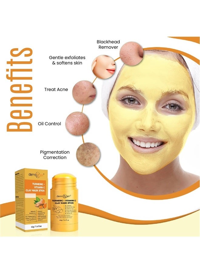 dermaxgen Turmeric Mask Stick, Organic Vitamin C Detox Clay Face Mask, Reduce Acne and Scars Mask, Healing Clay Mud Mask Deep Clean Pore Improve Skin Acne Scars Facial Mask - Image 2