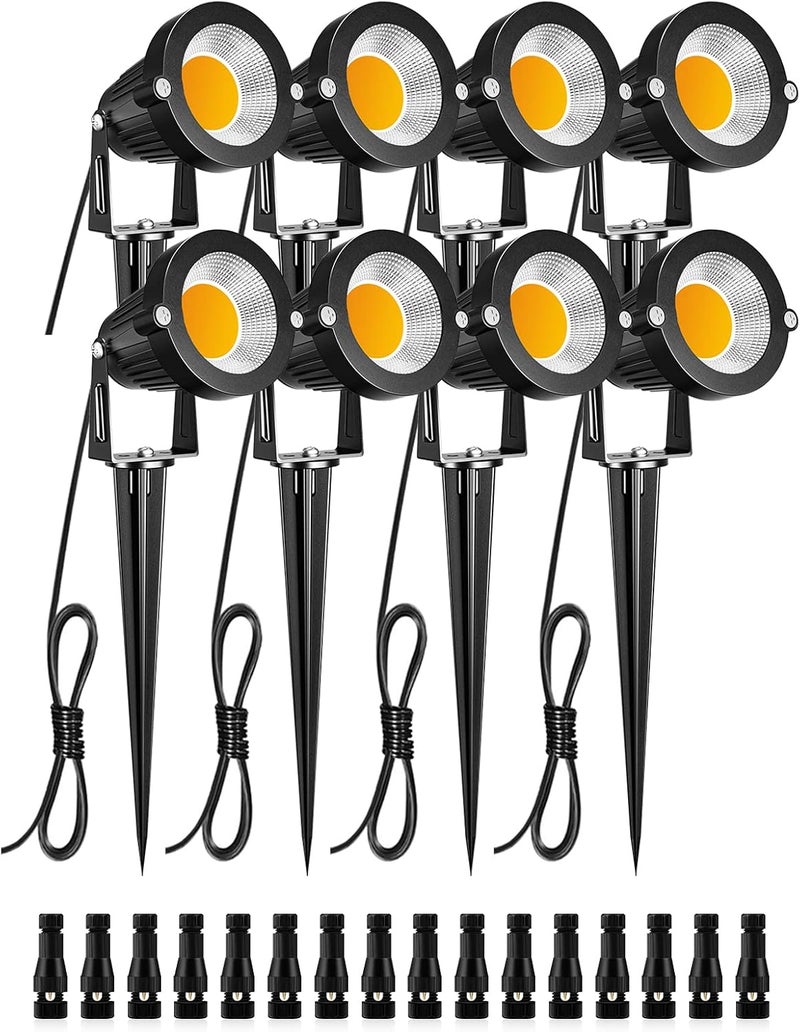 ZUCKEO Low Voltage LED Landscape Lights, 5W 12V Garden Pathway Spotlights with Stakes (8 Pack) - Image 1