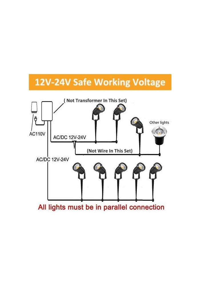 ZUCKEO Low Voltage LED Landscape Lights, 5W 12V Garden Pathway Spotlights with Stakes (8 Pack) - Image 5
