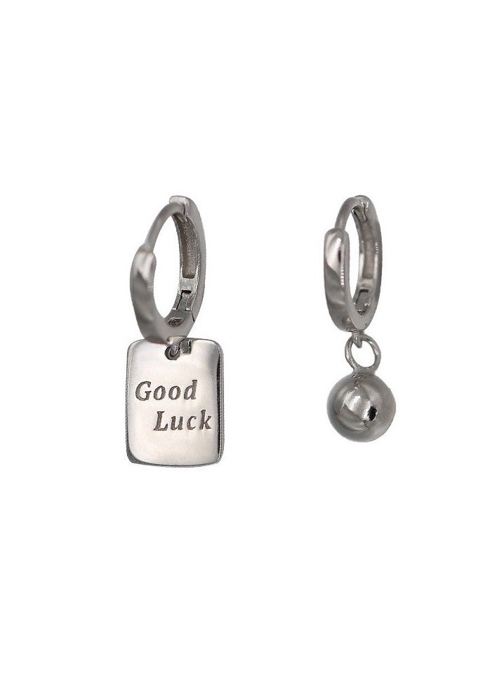 xozgdovg Good Luck square brand earrings woman good luck ear buckle English letter ear loop  - Image 1