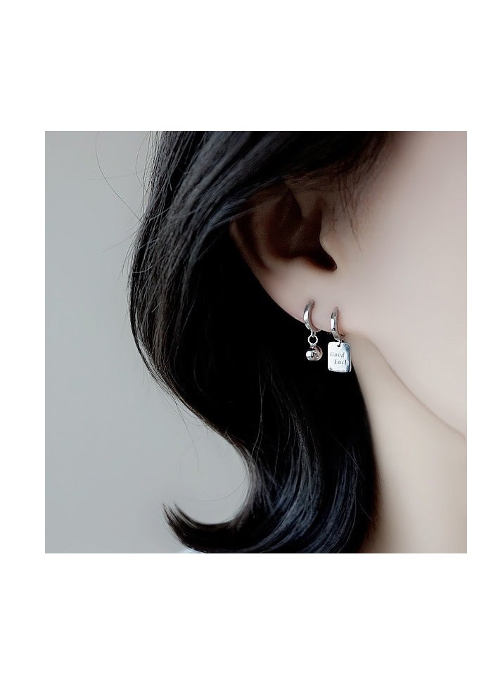 xozgdovg Good Luck square brand earrings woman good luck ear buckle English letter ear loop  - Image 3