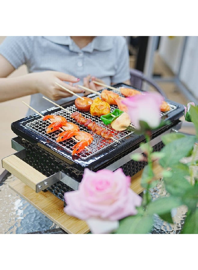 Auplex Japanese Style Mini Portable Charcoal Barbecue Grill Silver and Black 50.5 x 16 x 22 cm AU-25N - Image 4