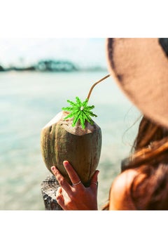 Y&D Toothpicks Paper Umbrellas Tropical Coconut Palm Tree Bamboo Handmade Cocktail Parasol Sticks for Decorations Hawaii Party Decoration 50 Pieces Green  - Image 4