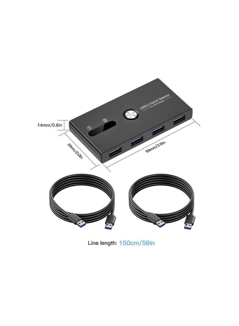 Captaintech USB 3.0 Switch Selector, Switcher 4 Port USB Peripheral Switcher Box Hub for Mouse, Keyboard, Scanner, Printer, Pc, Laptop, Mobile Hard Drives, with One-Button Switch and 2 Pcs Usb3.0 Cable - Image 2