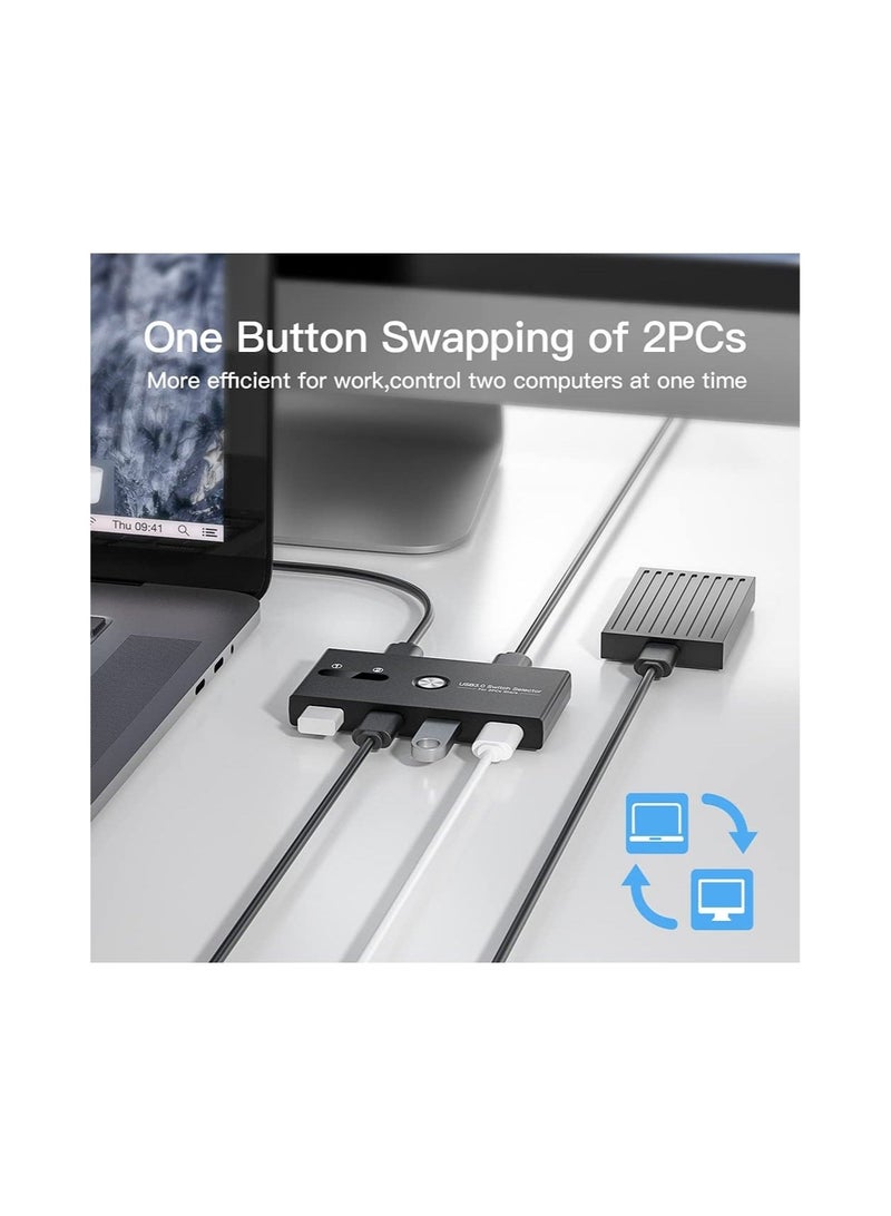 Captaintech USB 3.0 Switch Selector, Switcher 4 Port USB Peripheral Switcher Box Hub for Mouse, Keyboard, Scanner, Printer, Pc, Laptop, Mobile Hard Drives, with One-Button Switch and 2 Pcs Usb3.0 Cable - Image 4