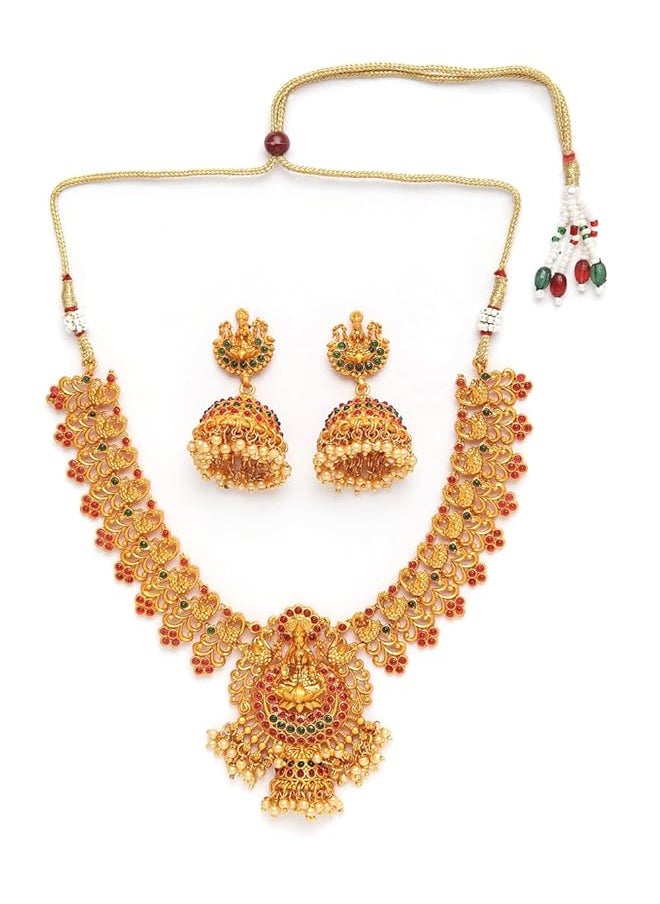 Shining Diva Fashion Latest Stylish Choker Traditional Temple Necklace Jewelery Set For Women 12086S Golden One  - Image 1
