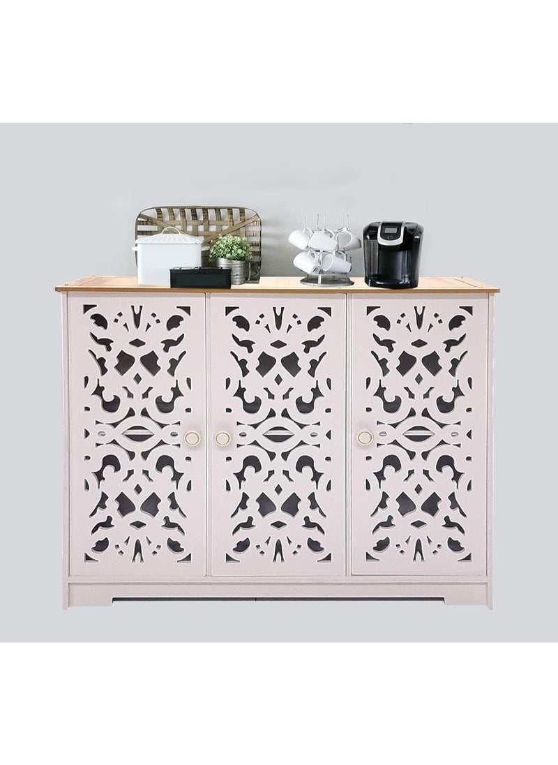 Generic Plastic White and Wood Coffee Machine Table with Storage, Versatile for Kitchen or Living Room  - Image 1