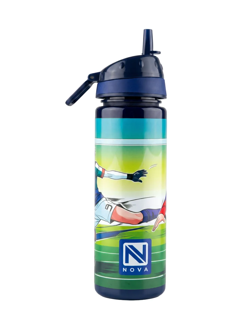 Nova Black Nova Football Plastic School Water Bottle 750ml for Boys | Kids Sports Water Bottle with Flip-Top Straw Lid | Football-Themed Reusable Drinking Bottle for School, Travel & Outdoor Activities for Men | Best Price UAE