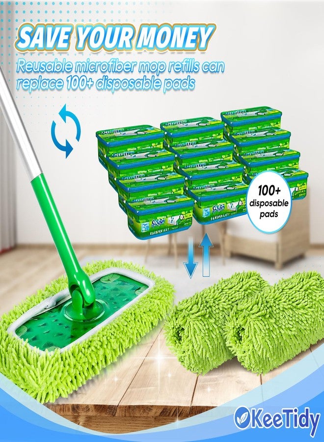 KeeTidy Reusable Mop Pads Compatible with Swiffer Sweeper Mops, 3 Pack 12 Inch Washable Microfiber Wet Pads Refills Dry Sweeping Cloths Heavy Duty Mop Head Replacement for Wet Dry Floor Cleaning, Green - Image 4