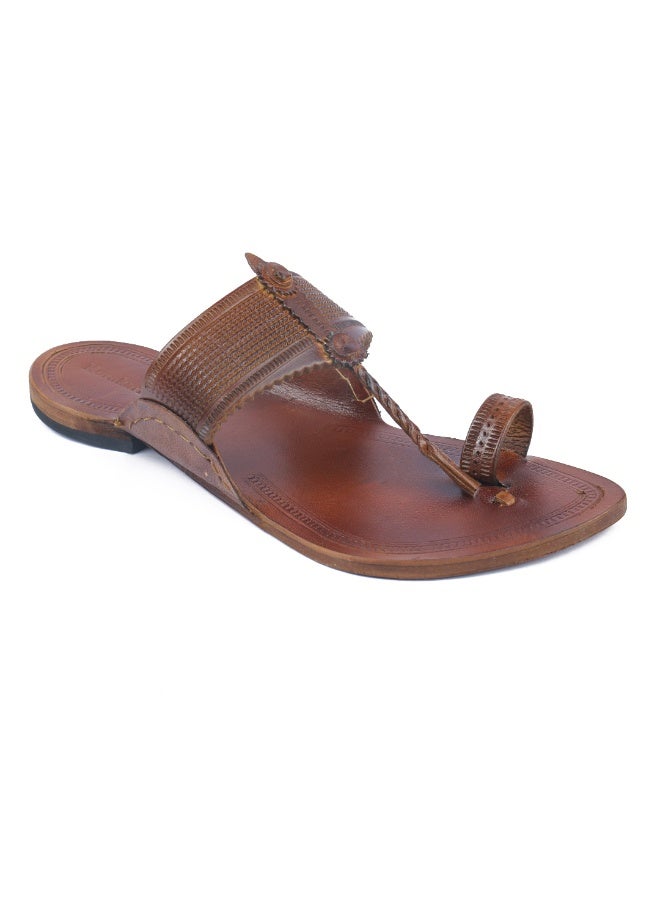 KORAKARI Tan Kolhapuri Chappal for Men - Image 1