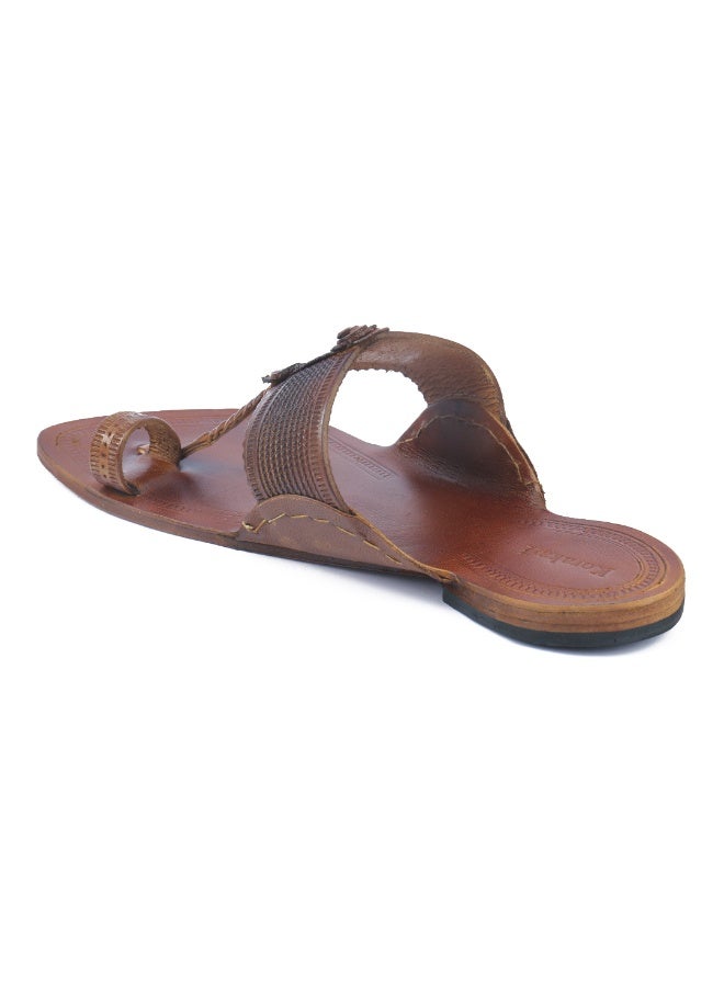 KORAKARI Tan Kolhapuri Chappal for Men - Image 3
