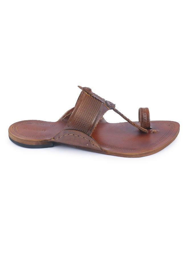 KORAKARI Tan Kolhapuri Chappal for Men - Image 2