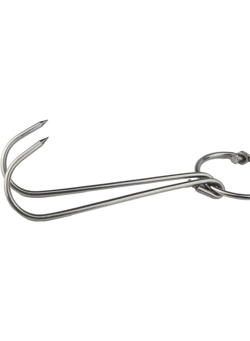 3 PCS 9.4" Stainless Steel Double Meat Hooks Roast Duck Bacon Shop Hook BBQ Grill Hanger Cooking Tools Accessories (9.4" X3) - Image 3
