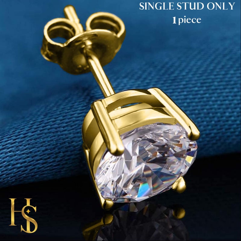 HighSpark 925 Silver Men's Round Solitaire Stud Earring | 92.5 Sterling Silver and Diamond like Brilliance Sparkling Zirconia | Single Stud for Men | Lovely Gift - Image 4