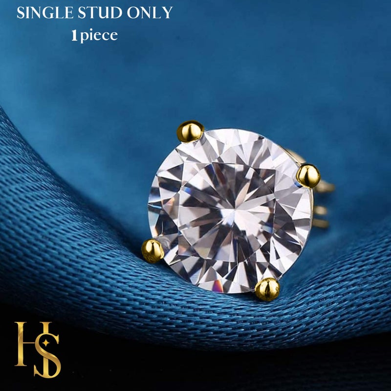 HighSpark 925 Silver Men's Round Solitaire Stud Earring | 92.5 Sterling Silver and Diamond like Brilliance Sparkling Zirconia | Single Stud for Men | Lovely Gift - Image 3