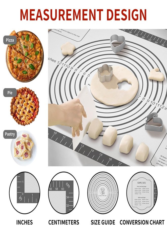 Mimekitchen Silicone Baking Mat with Measurement, Non Stick Siliocne Pastrty Mat for Dough Rolling, Making Cookies, Macarons, Bread, Cake and Candy Reusable Fondant Mat Baking Supplies - Image 2