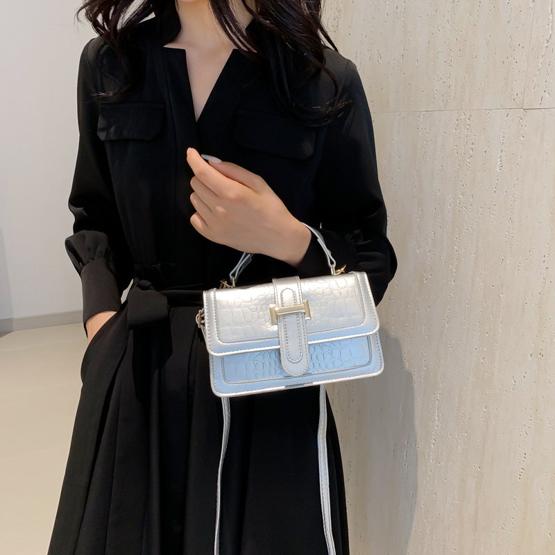 Crocodile Pattern Small Bag Women'S Fashion All-Match Portable Small Square Bag Elegant Elegant Shoulder Crossbody Bag - Image 4