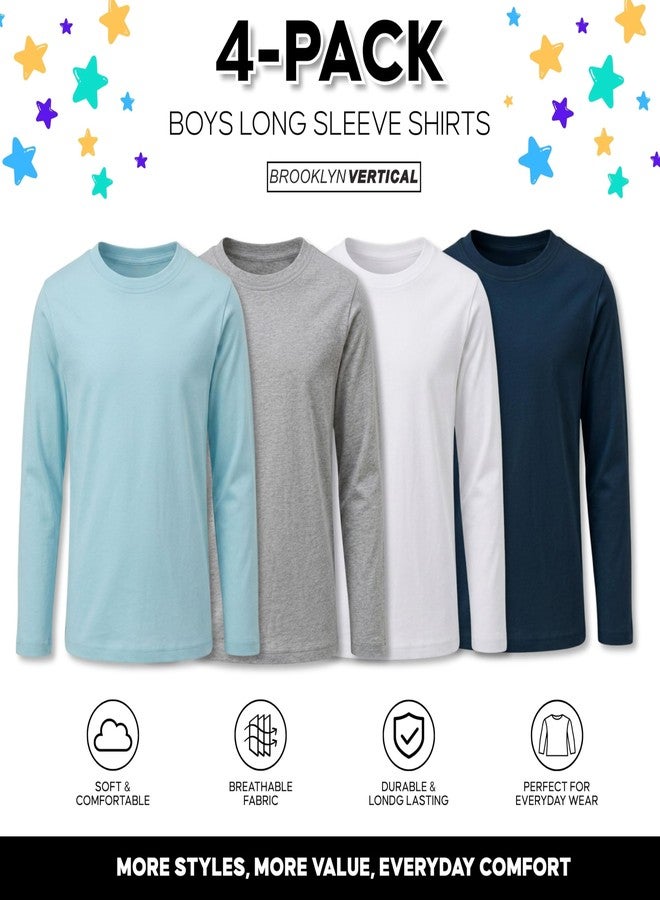 BROOKLYN VERTICAL Boys 4 Pack Long Sleeve Soft Cotton Tee Shirts Undershirts (2T, Combo A) - Image 3