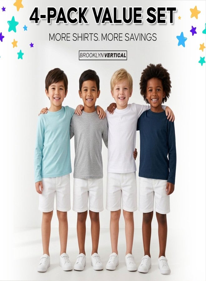 BROOKLYN VERTICAL Boys 4 Pack Long Sleeve Soft Cotton Tee Shirts Undershirts (2T, Combo A) - Image 4