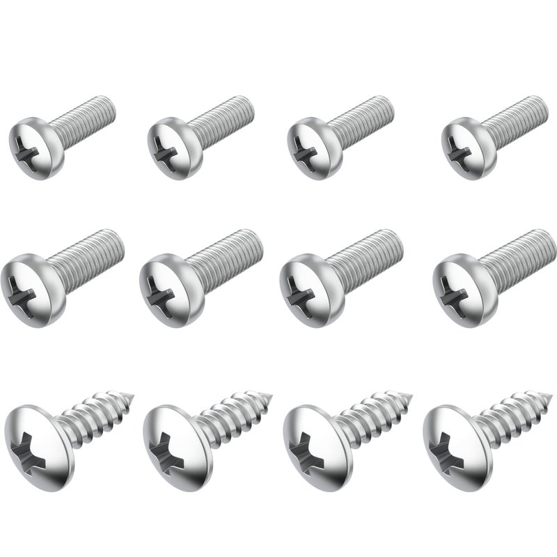 PRIME AVE Stainless Steel License Plate Screws for License Plates, Frames & Covers - Rust Proof Car Tag Screws for Front & Rear - Licence Plate Screw Set Compatible with Honda & Acura - Image 1