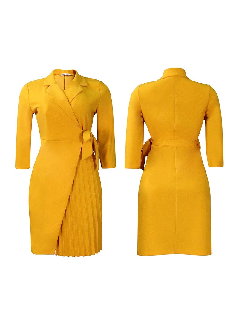 Shougu Suit Collar Fashionable And Elegant Pleated Dress  - Image 2