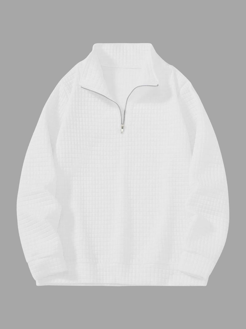 KAJARU Men's Textured Half-Zip Short Sleeve Sweatshirt - Casual Summer Pullover Top (in, Alpha, 2XL, Regular, White) - Image 4