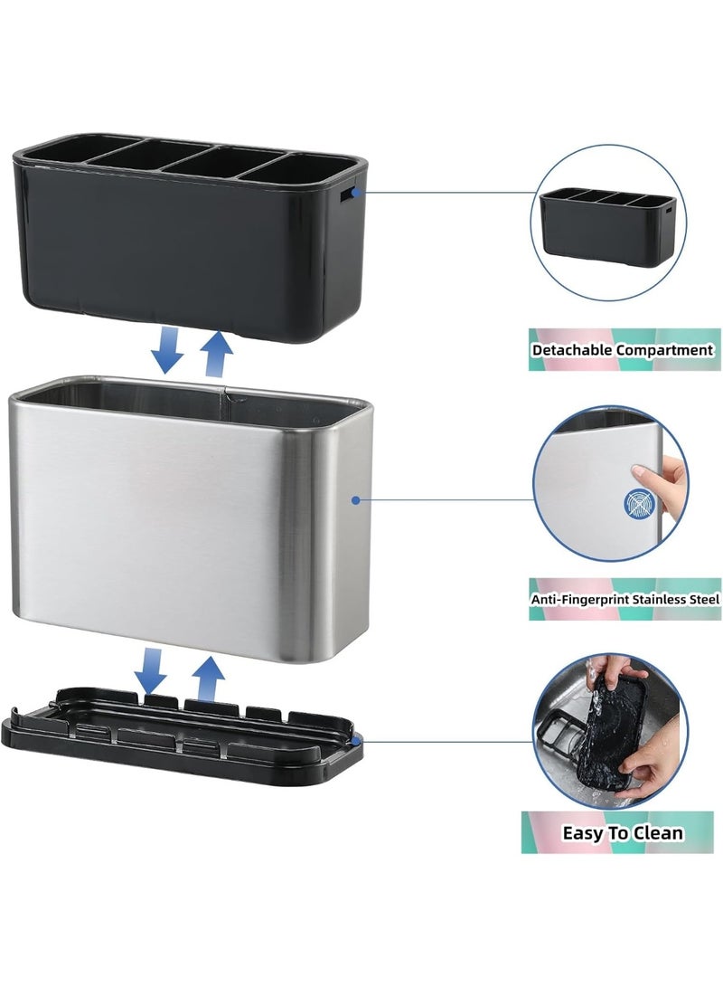 Utensil Holder Utensil Crock Kitchen Utensil Organizer Stainless Steel Kitchen Utensils Silverware Caddy Large Capacity Flatware Caddy Spoon Spatula Utensil Storage For Kitchen Countertop - Image 5