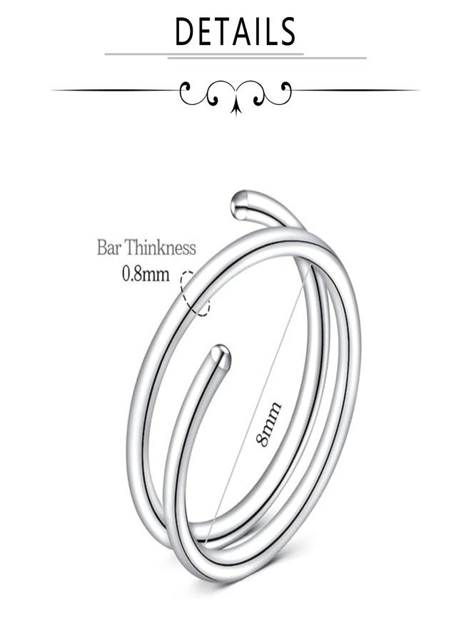 FECTAS Nose Rings Hoop Double Circle Nose Ring Surgical Steel 20g Gauge 8mm Nostril Piercing Hoops Jewelry 12PCS - Image 2