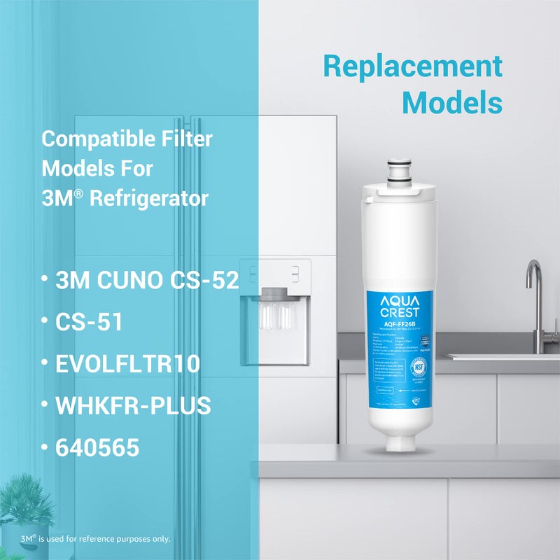 AquaCrest AQUA CREST CS-52 Refrigerator Water Filter, Compatible with BoschÂ® 640565, WhirlpoolÂ® WHKF-R-PLUS, EVOLFLTR10, 3M Cuno CS-52, CS-51, CS-452, W1085590, 56932, 2168701, 51000, 3 Filters - Image 4