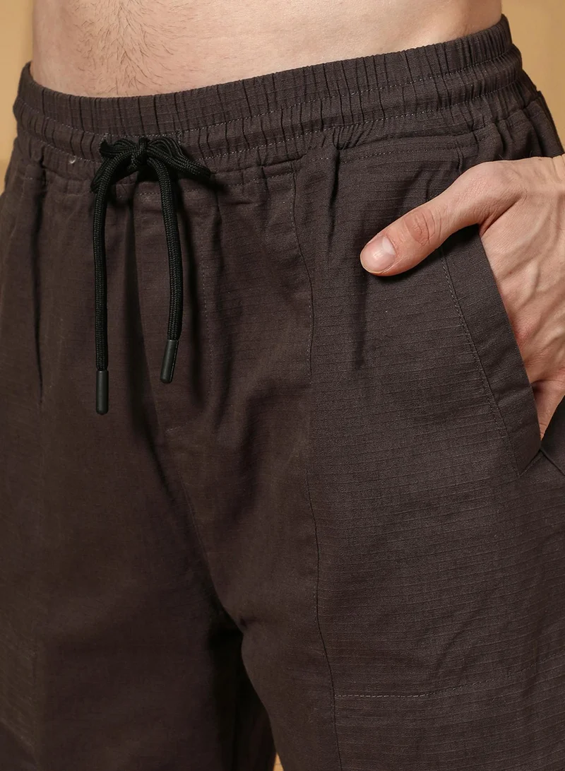 CAHOOT  Men's Umber Brown Solid Utility Trousers for Men | Best Price UAE