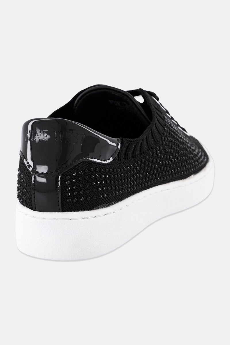 NINE WEST Women Amare2 Embellished Lace Up Casual Shoes, Black - Image 3