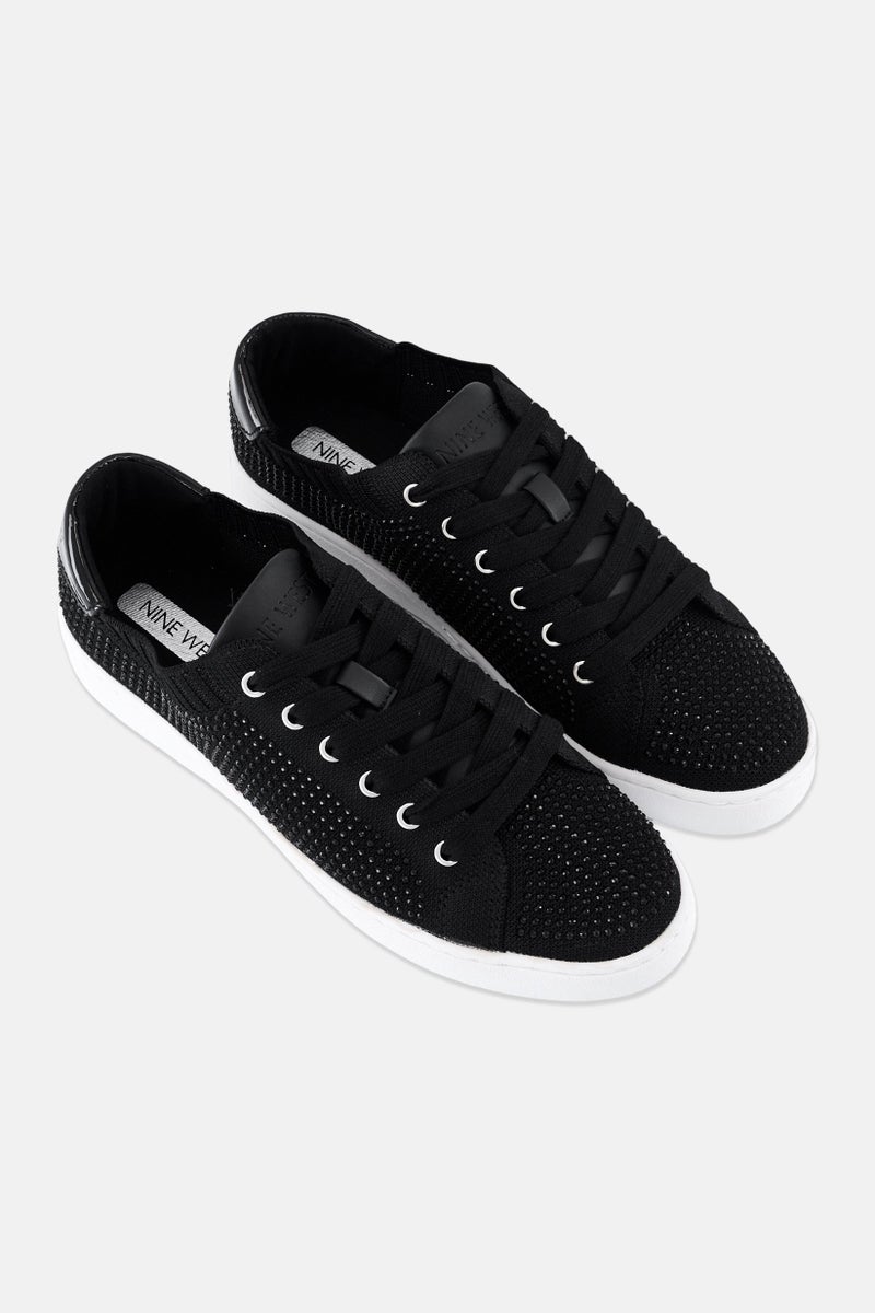 NINE WEST Women Amare2 Embellished Lace Up Casual Shoes, Black - Image 2