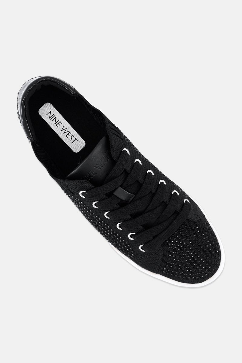 NINE WEST Women Amare2 Embellished Lace Up Casual Shoes, Black - Image 4