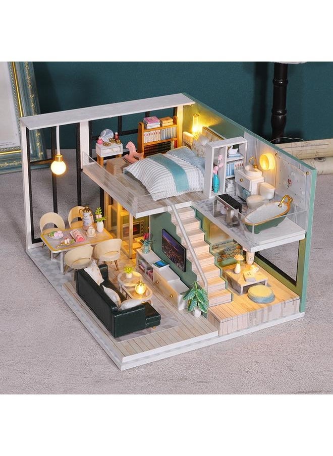 Bluejw - Jiate Diy Cabin Quiet Time Creative Handmade Assembled Exquisite Duplex Apartment Model Material Gift Girl - Image 1